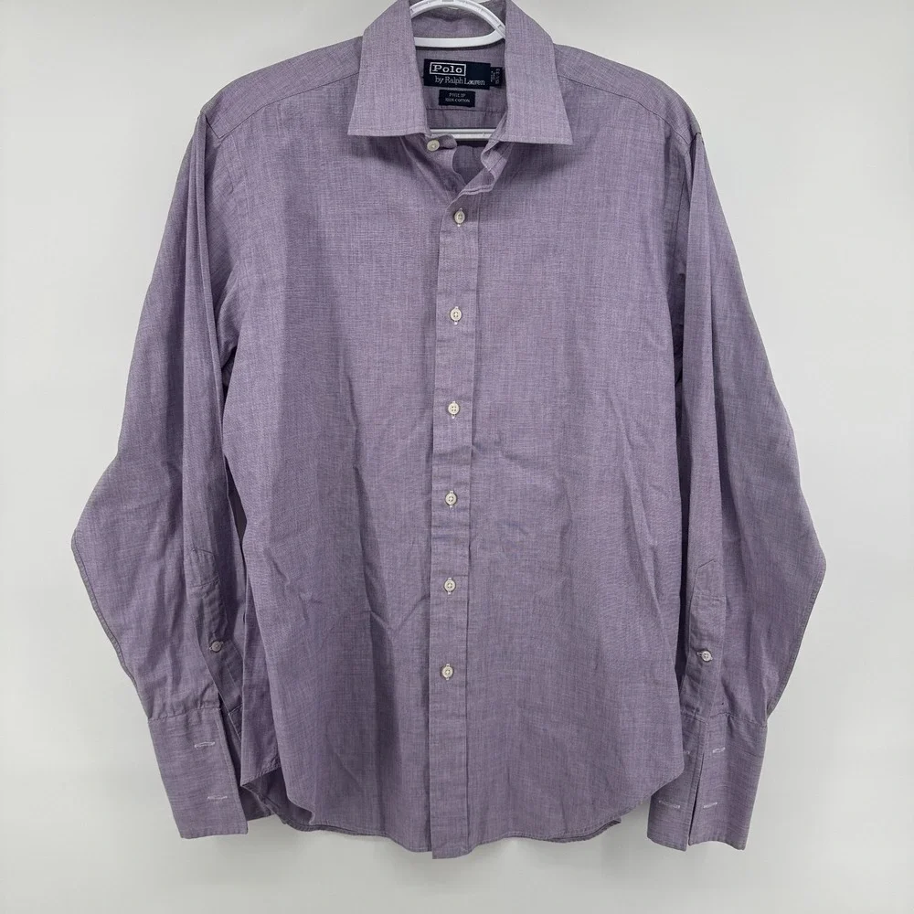 Polo Ralph Lauren Philip Shirt Mens 15.5x33 French Cuff Lavender Purple Solid